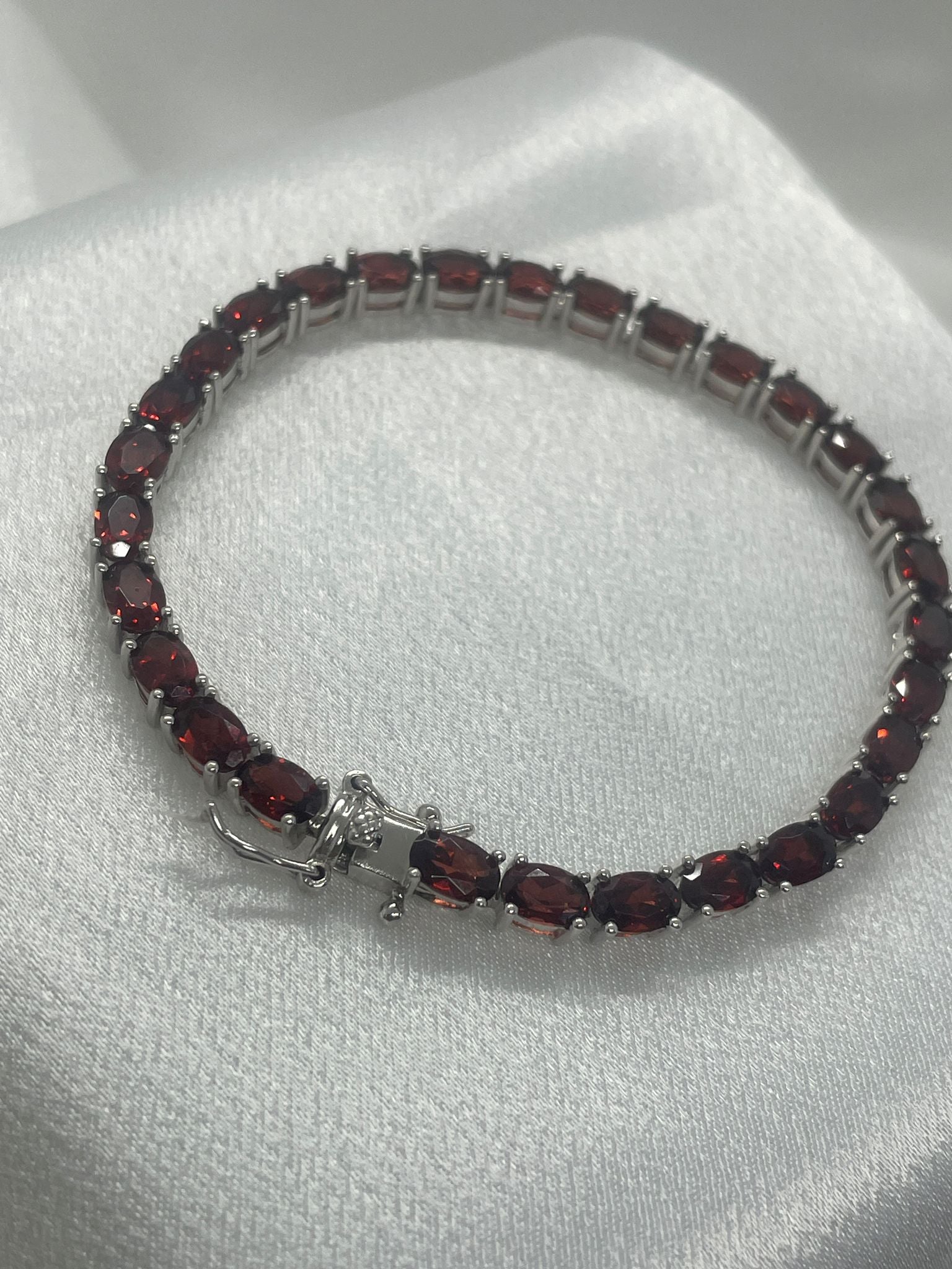 Sterling Silver Garnet Tennis Bracelet