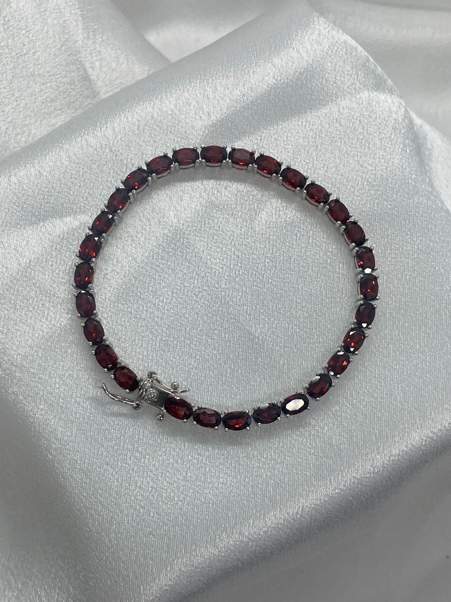 Sterling Silver Garnet Tennis Bracelet