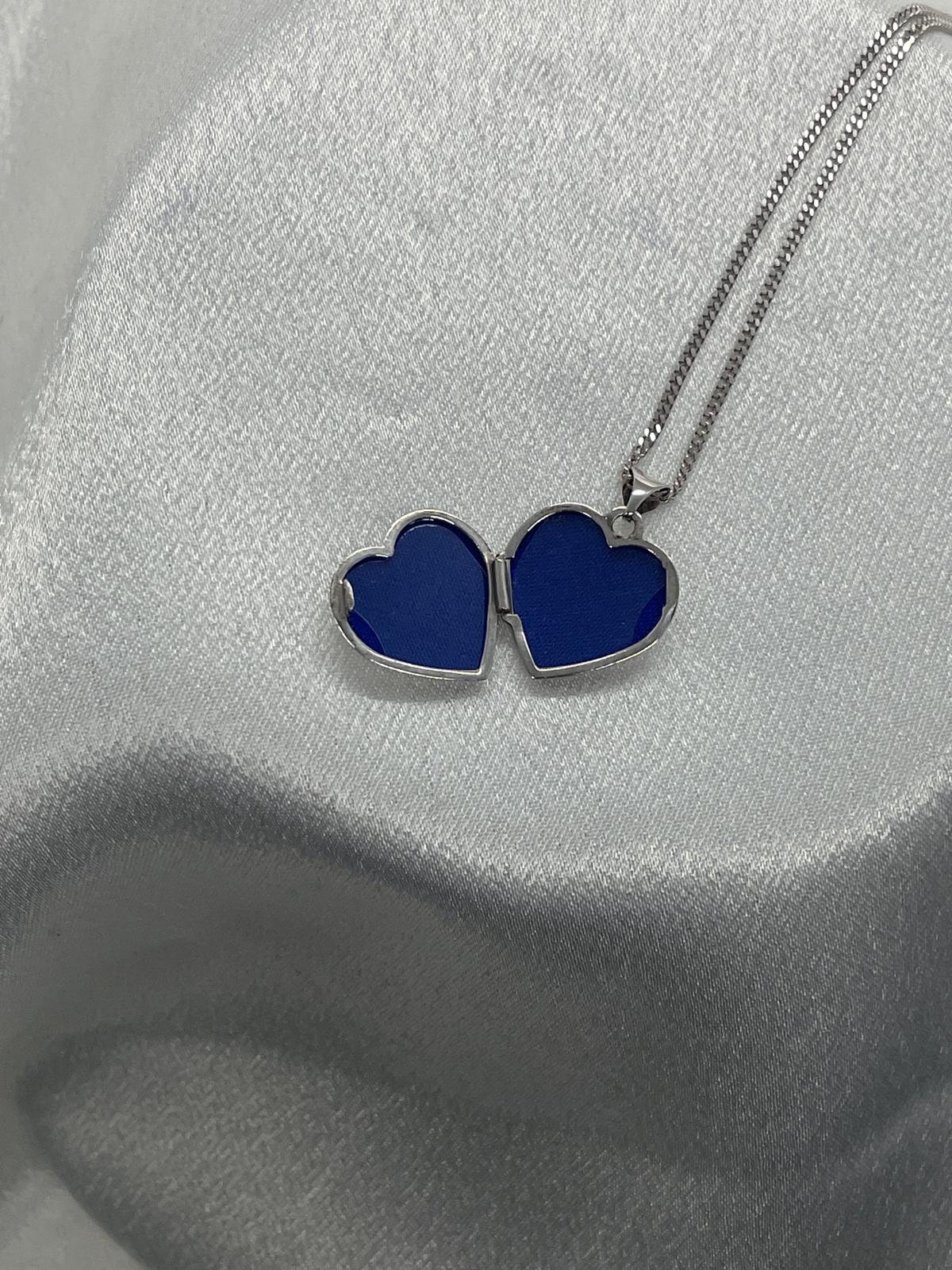 14K White Gold Heart Locket Pendent