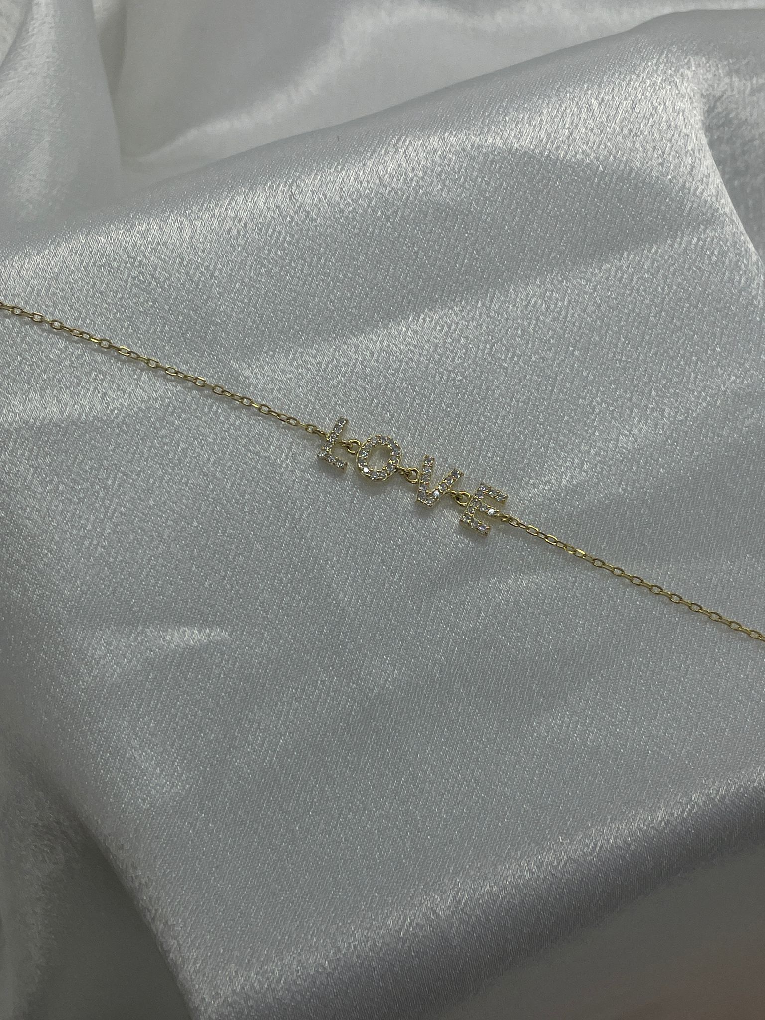 Gold Plated Sterling Silver Love Bracelet With Cubic cubic Zirconia