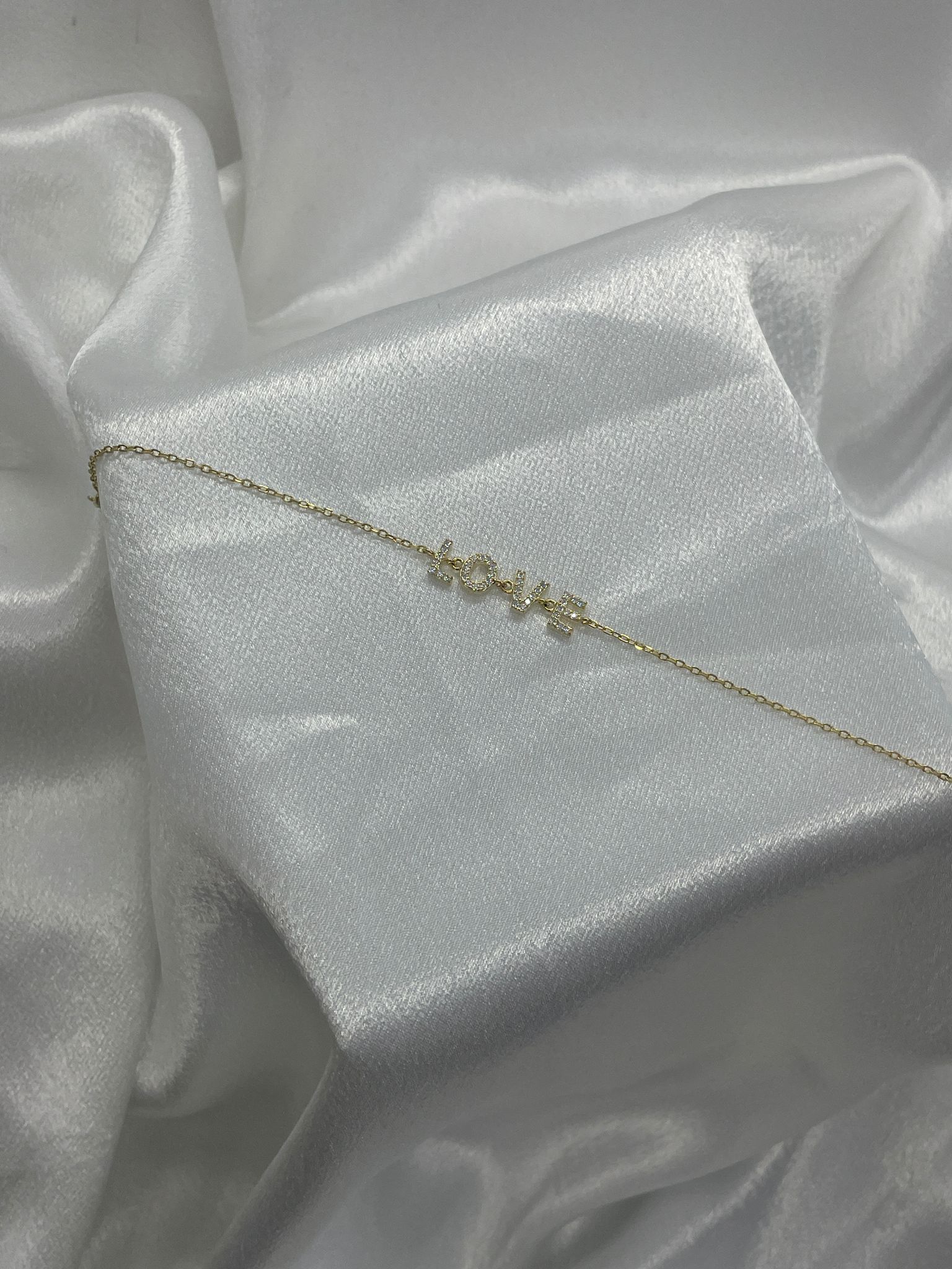 Gold Plated Sterling Silver Love Bracelet With Cubic cubic Zirconia