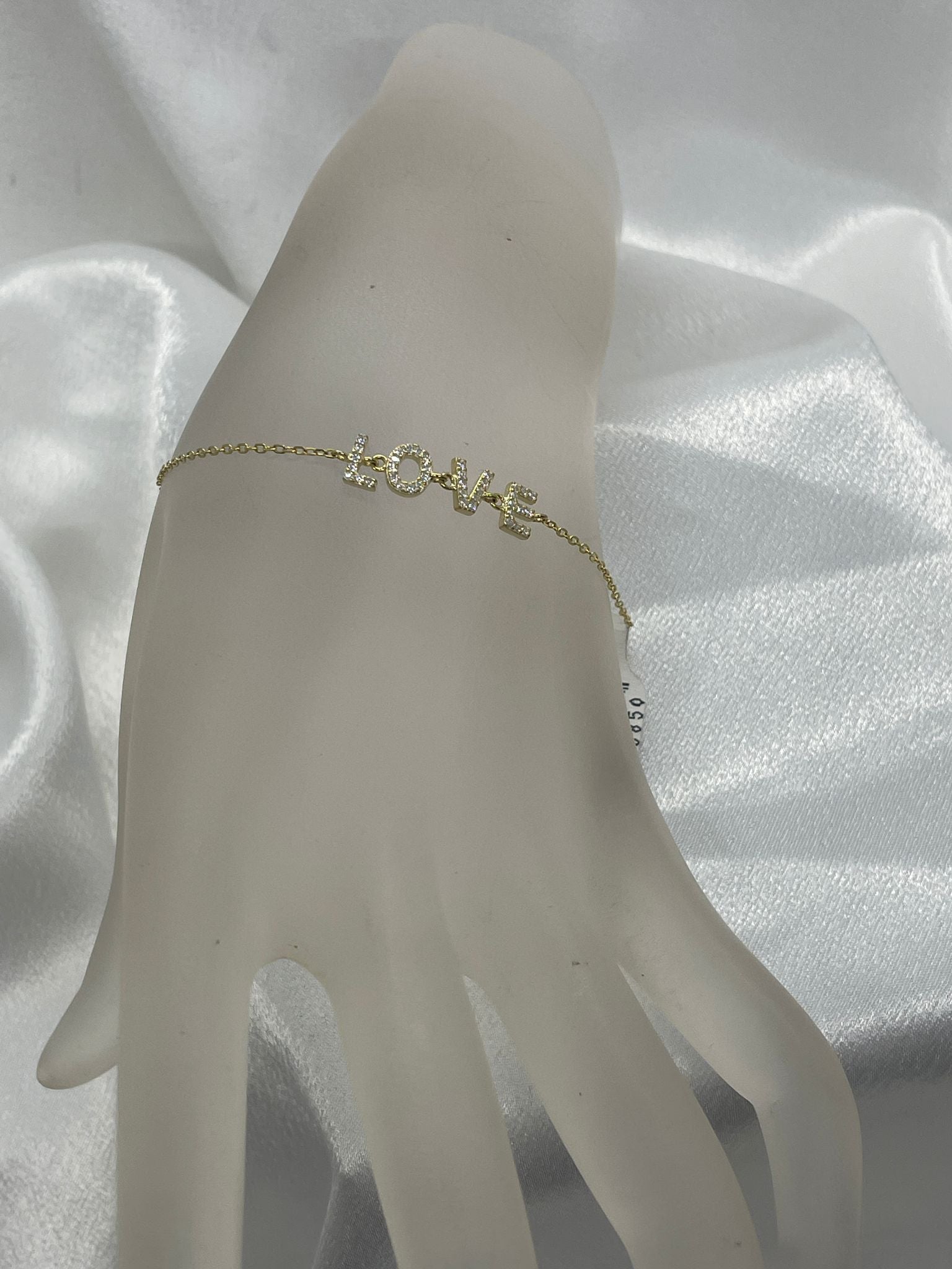 Gold Plated Sterling Silver Love Bracelet With Cubic cubic Zirconia