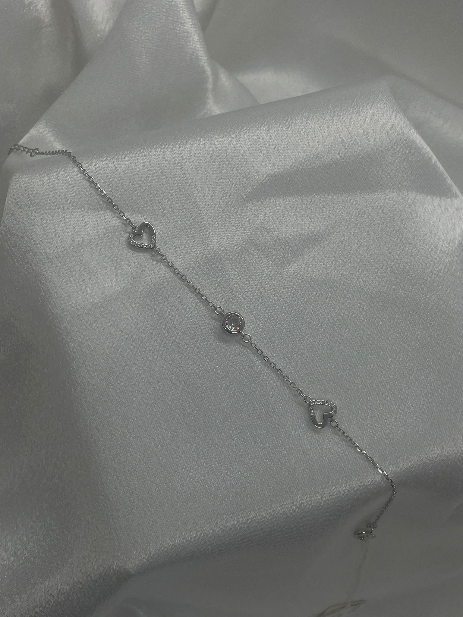 Sterling Silver Heart Bracelet With Cubic cubic Zirconia