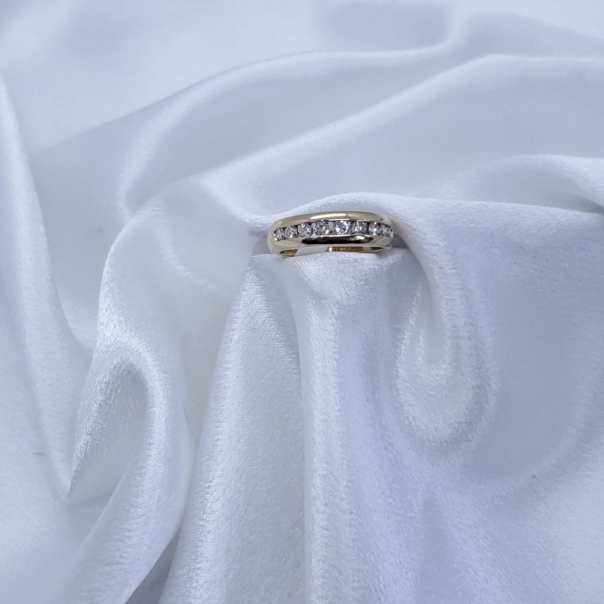 18K Yellow Gold Channel Set Diamond Band