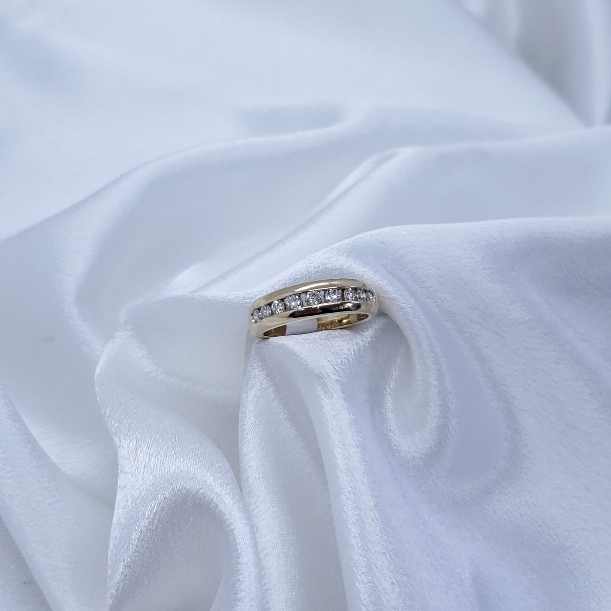 18K Yellow Gold Channel Set Diamond Band
