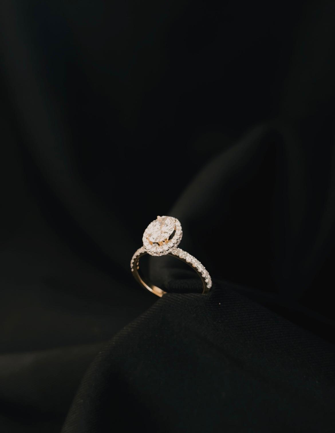 14k Yellow Gold Lab grown diamond Oval Engagement Ring