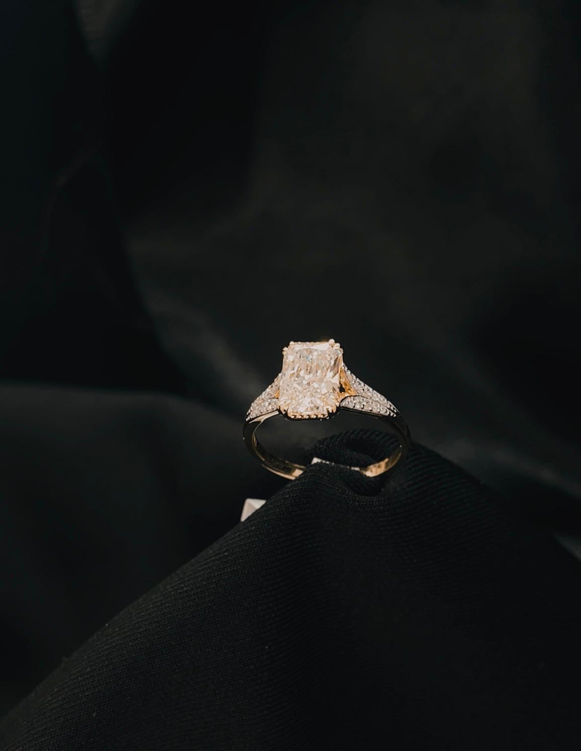 14k Yellow Gold Radiant Cut Lab Grown Diamond Engagement Ring