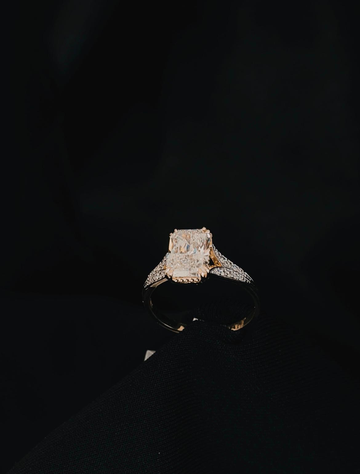 14k Yellow Gold Radiant Cut Lab Grown Diamond Engagement Ring