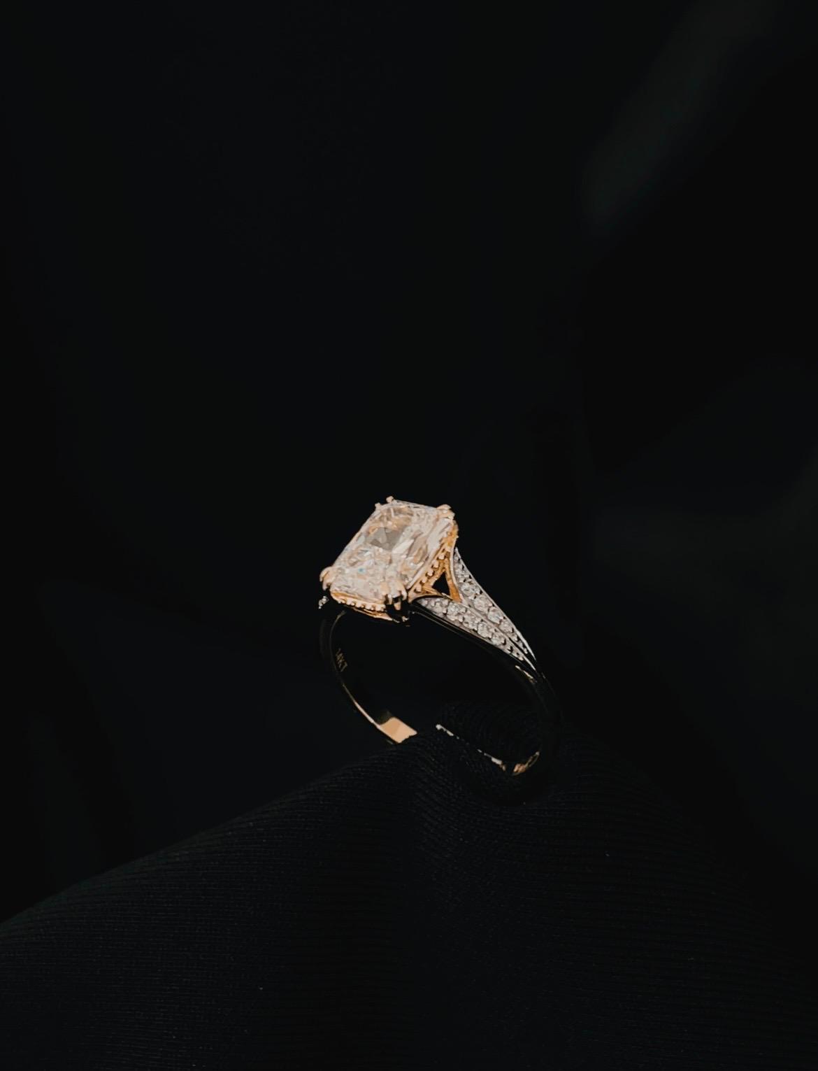 14k Yellow Gold Radiant Cut Lab Grown Diamond Engagement Ring
