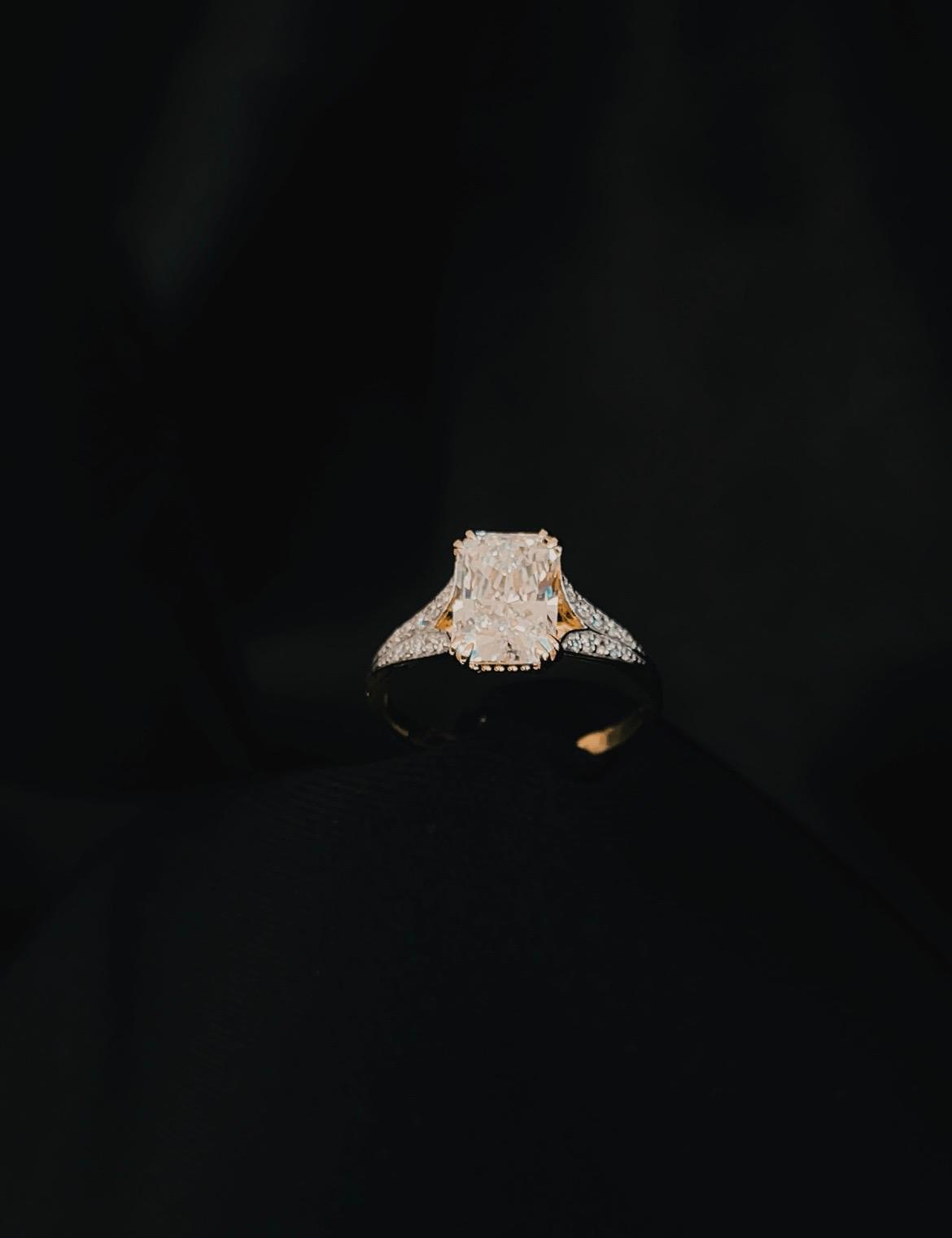 14k Yellow Gold Radiant Cut Lab Grown Diamond Engagement Ring
