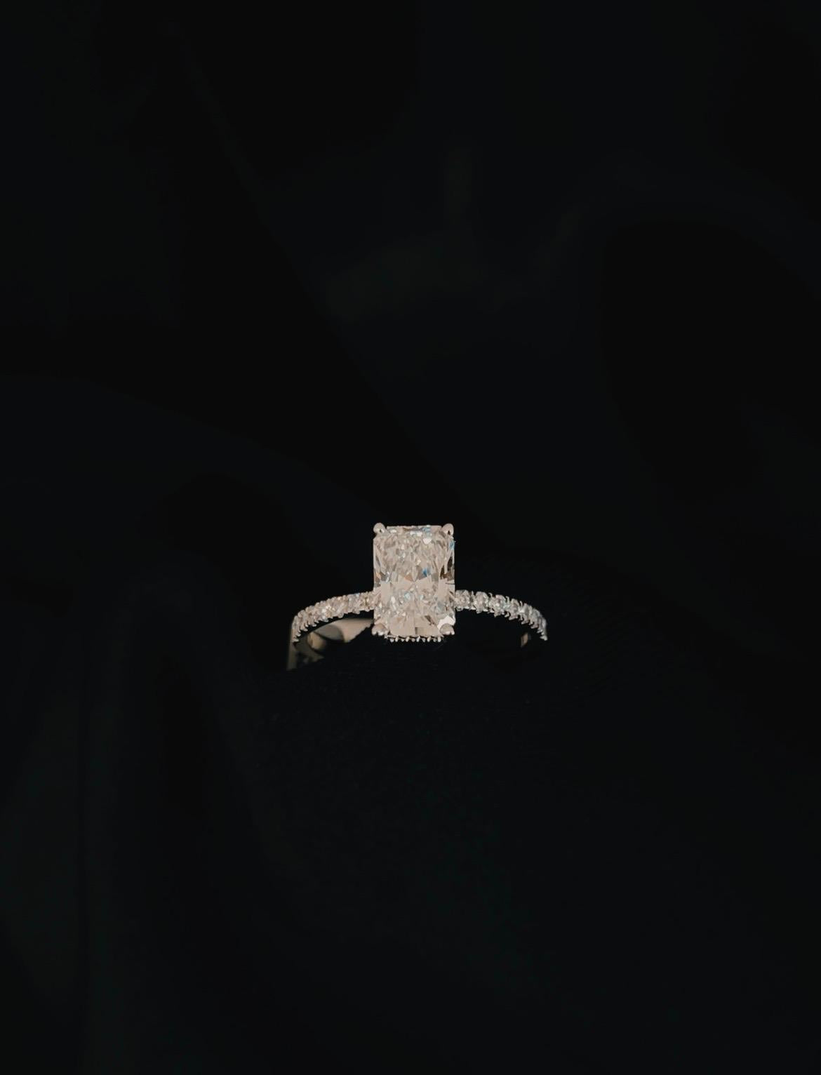 14k White Gold Radiant Cut Lab Grown Diamond Engagement Ring