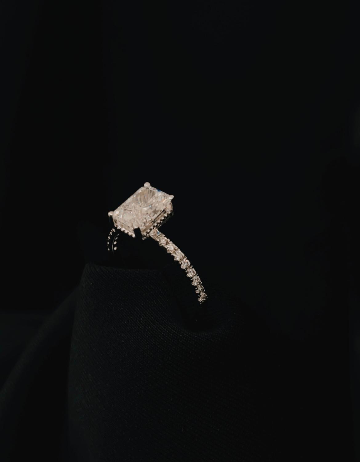 14k White Gold Radiant Cut Lab Grown Diamond Engagement Ring