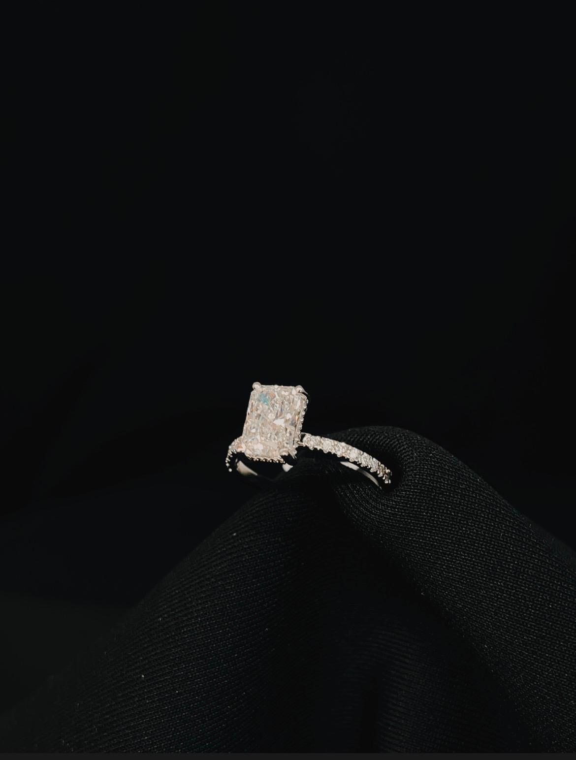 14k White Gold Radiant Cut Lab Grown Diamond Engagement Ring