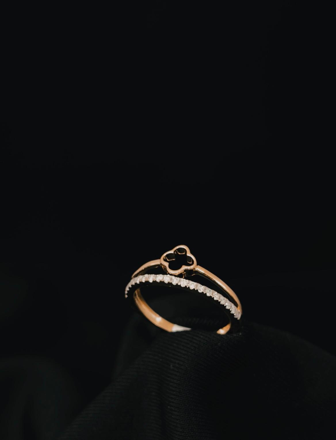 14k Rose gold Natural Diamond Van Cleef Style Ring