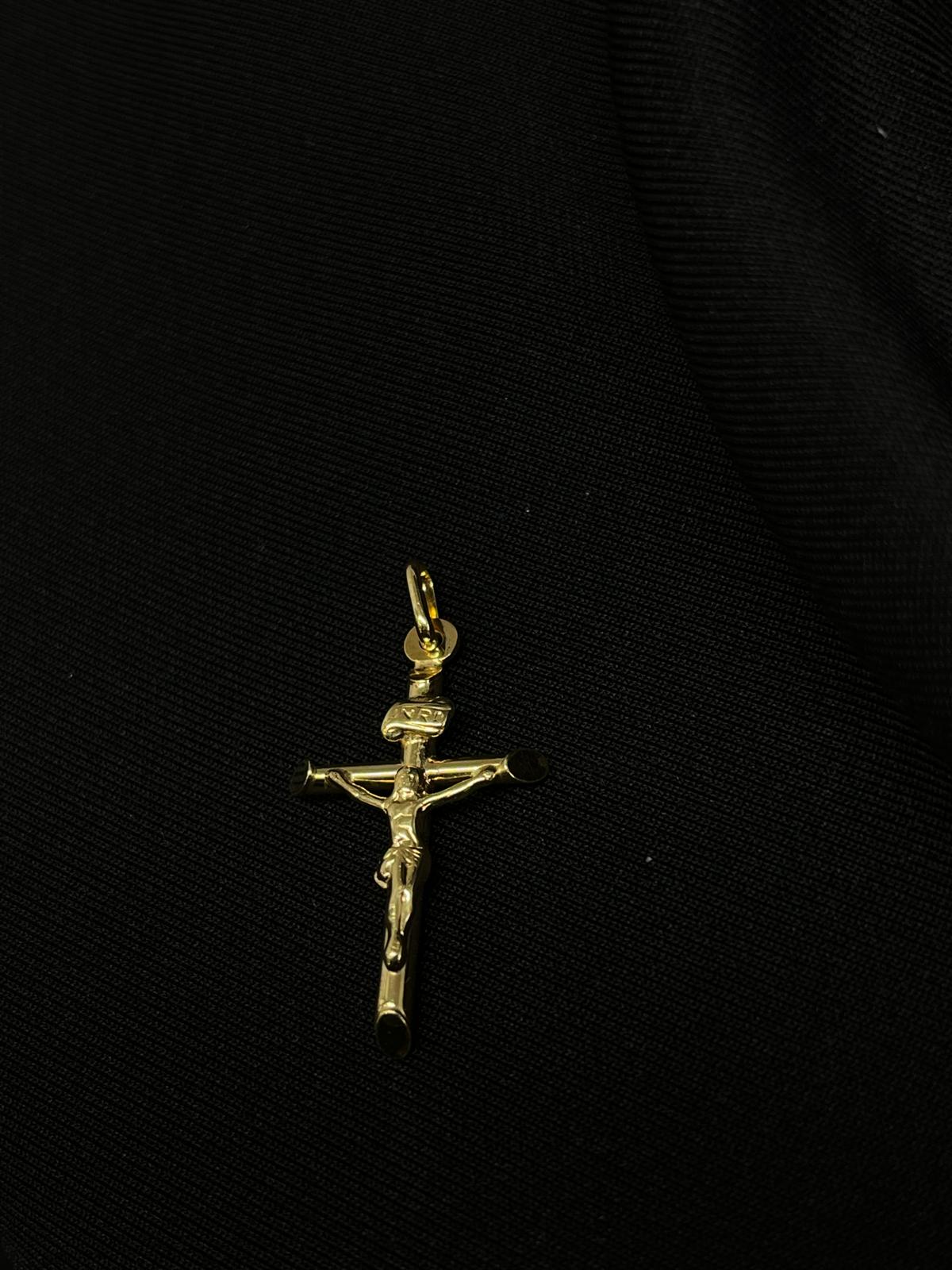 18k Yellow Gold Medium Hollow Crucifix
