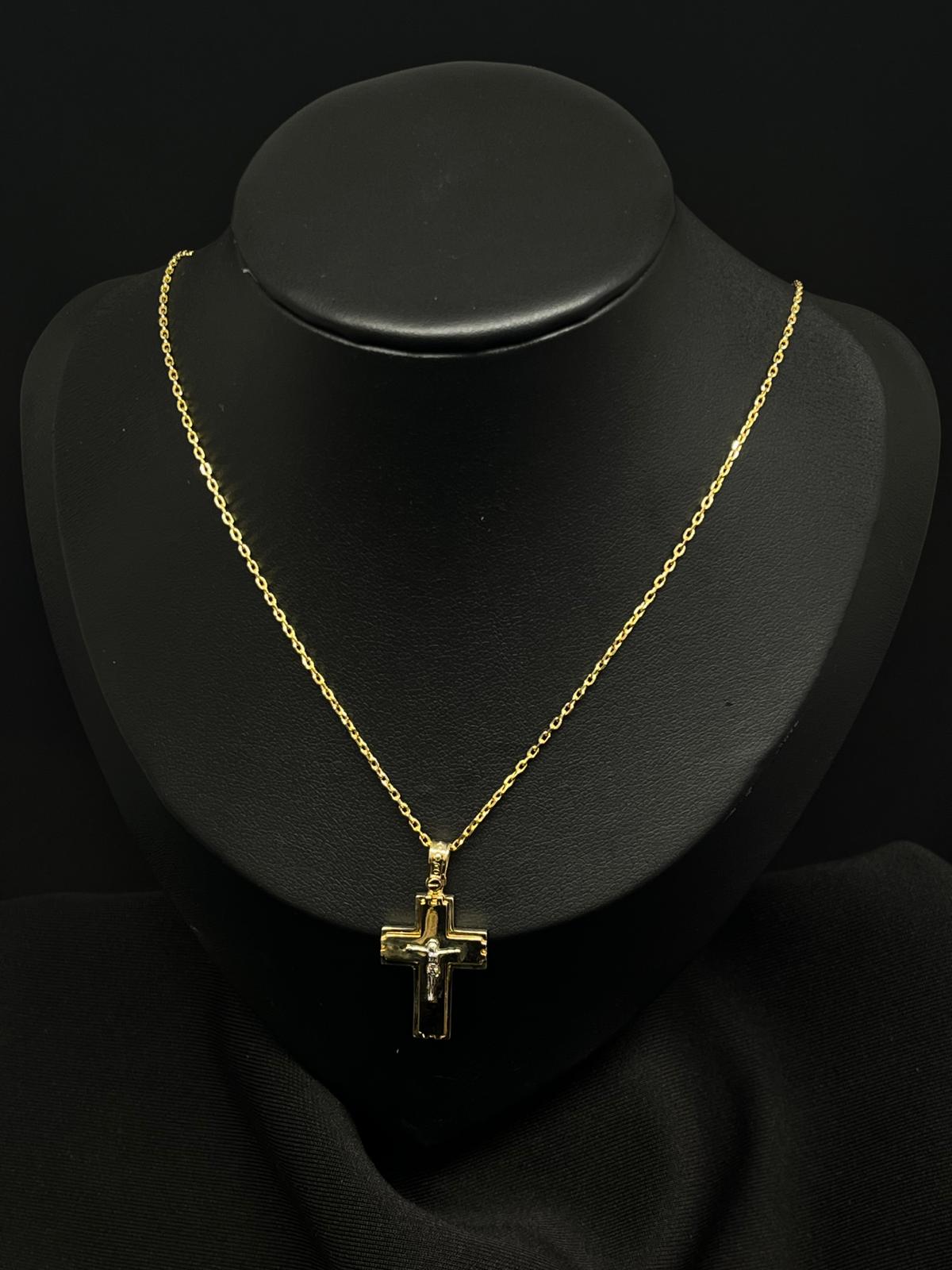 14k Two Tone Gold Crucifix