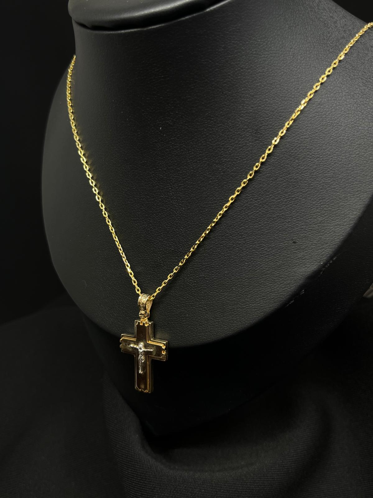 14k Two Tone Gold Crucifix