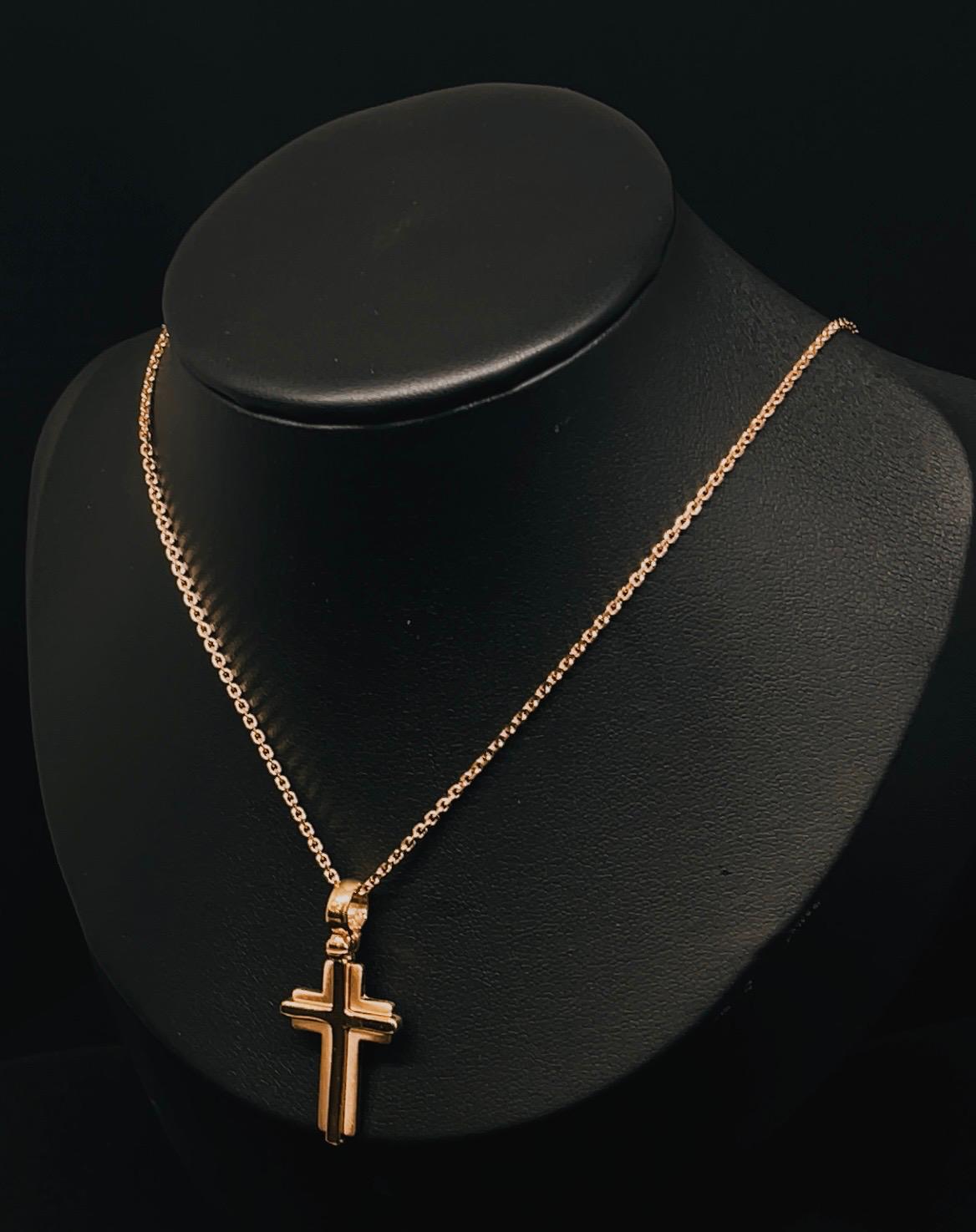 18k Italian Rose Gold Satin Cross