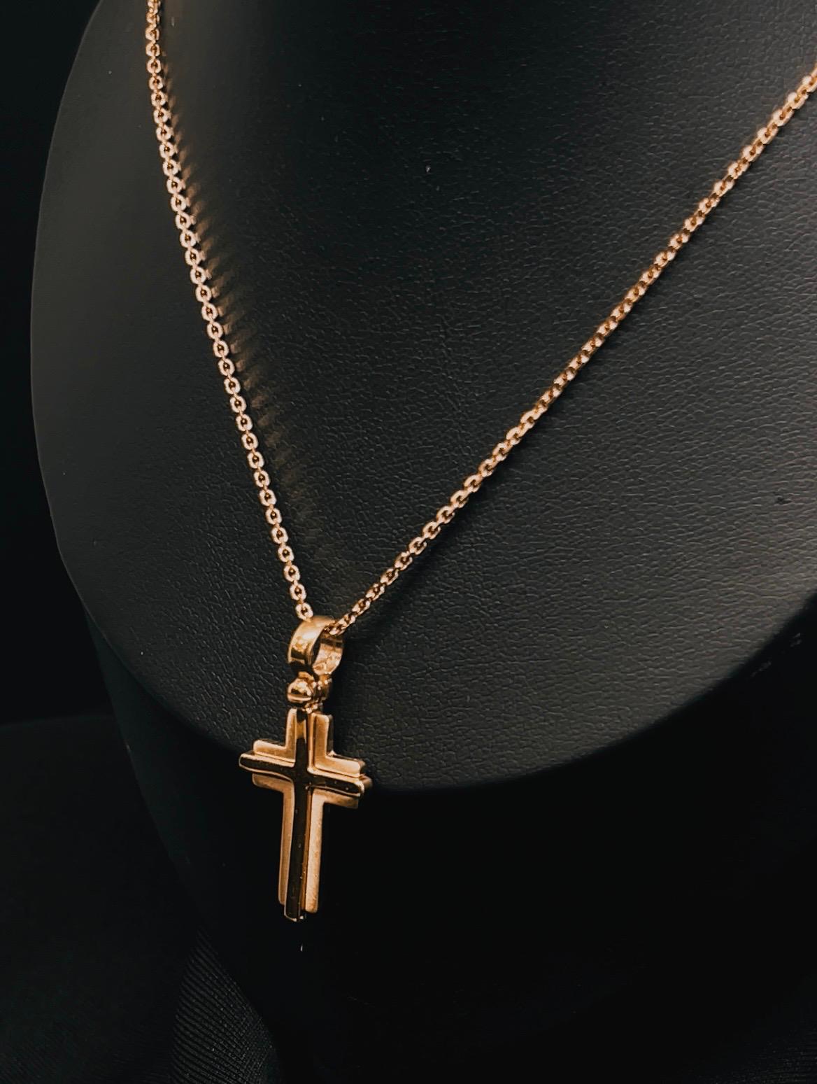 18k Italian Rose Gold Satin Cross