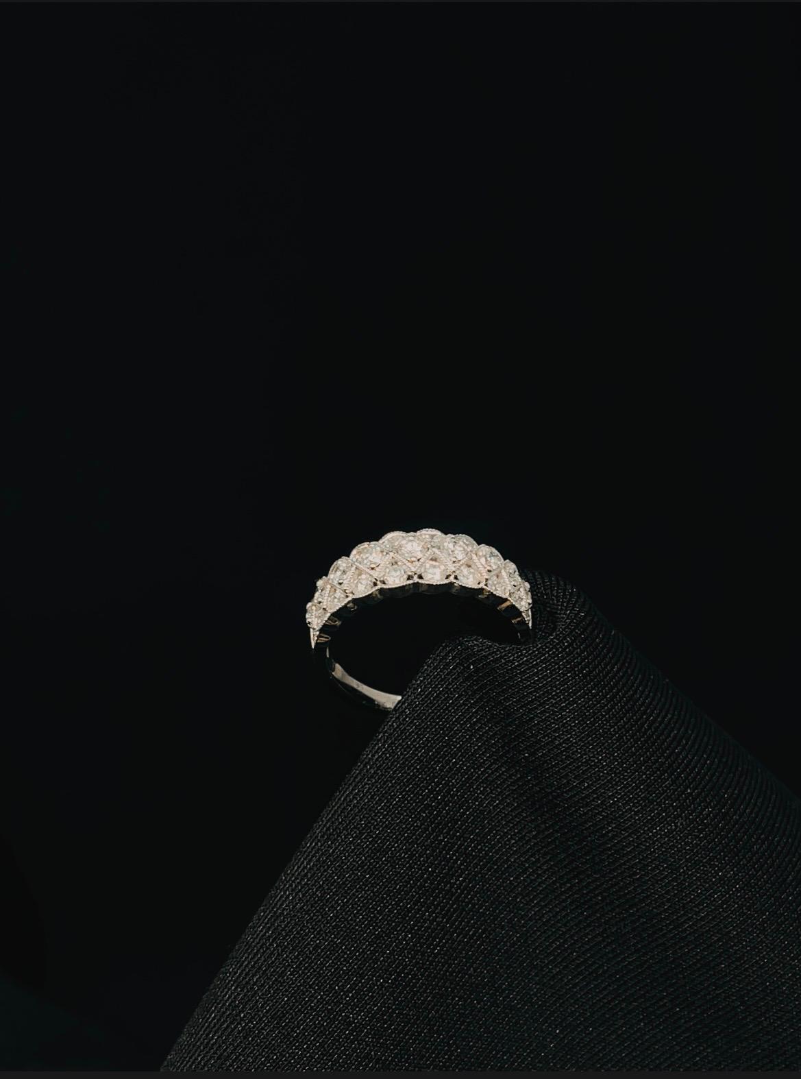 18k White Tree Rows Diamond Band