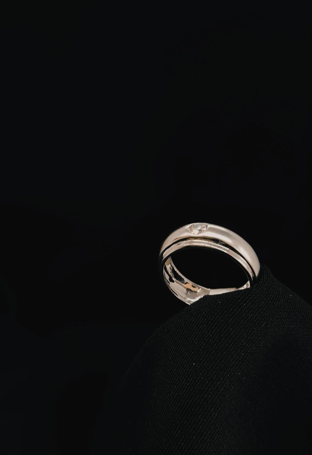 18k White Gold Natural Diamond Men Ring
