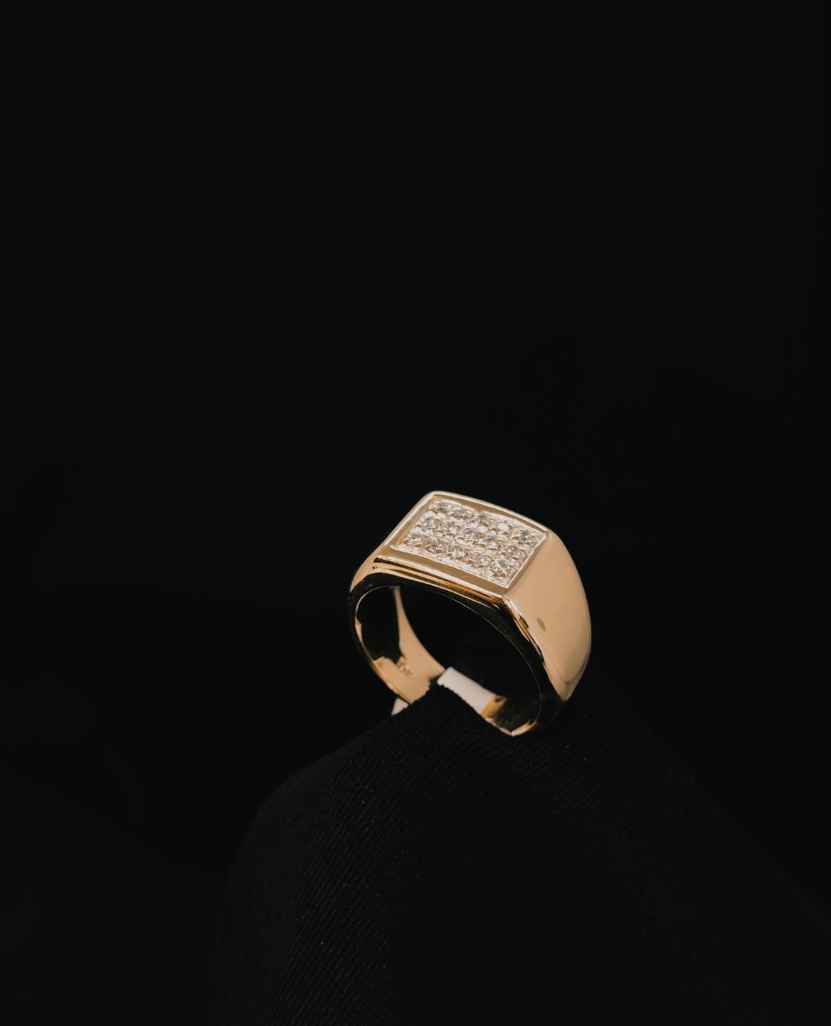 10k Yellow Gold Natural Diamond Men Ring