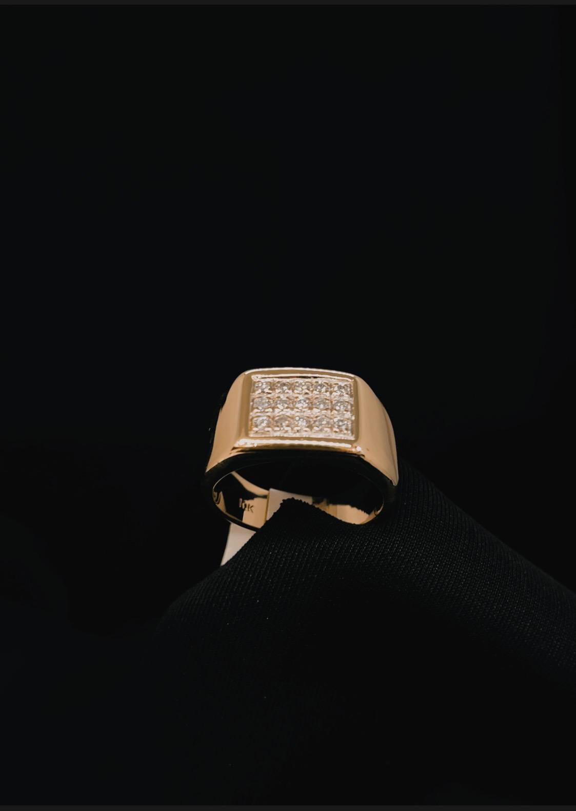 10k Yellow Gold Natural Diamond Men Ring