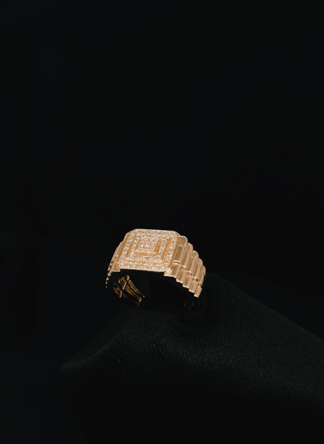 14k Yellow Gold Men's Natural Diamond Ring