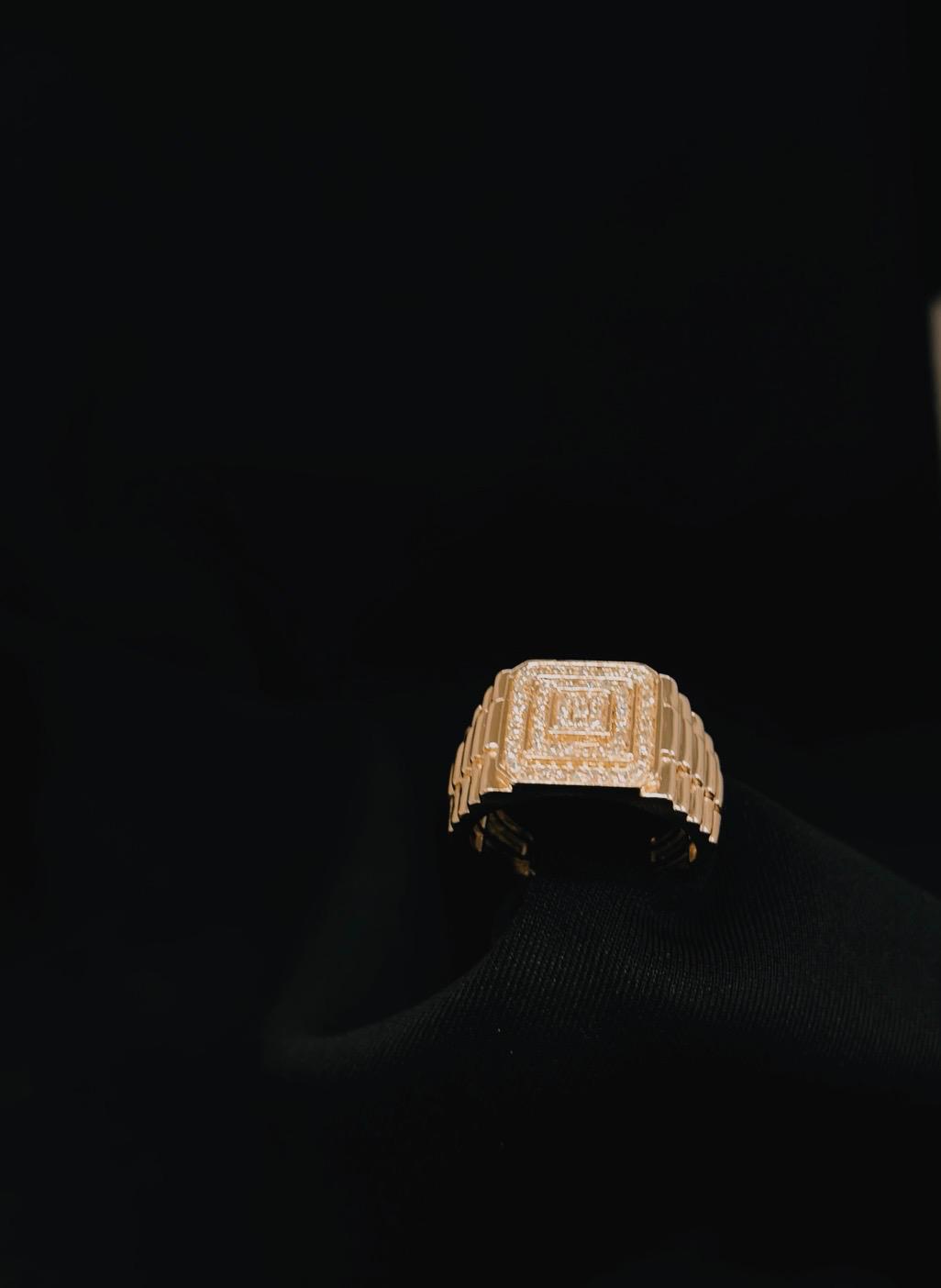 14k Yellow Gold Men's Natural Diamond Ring