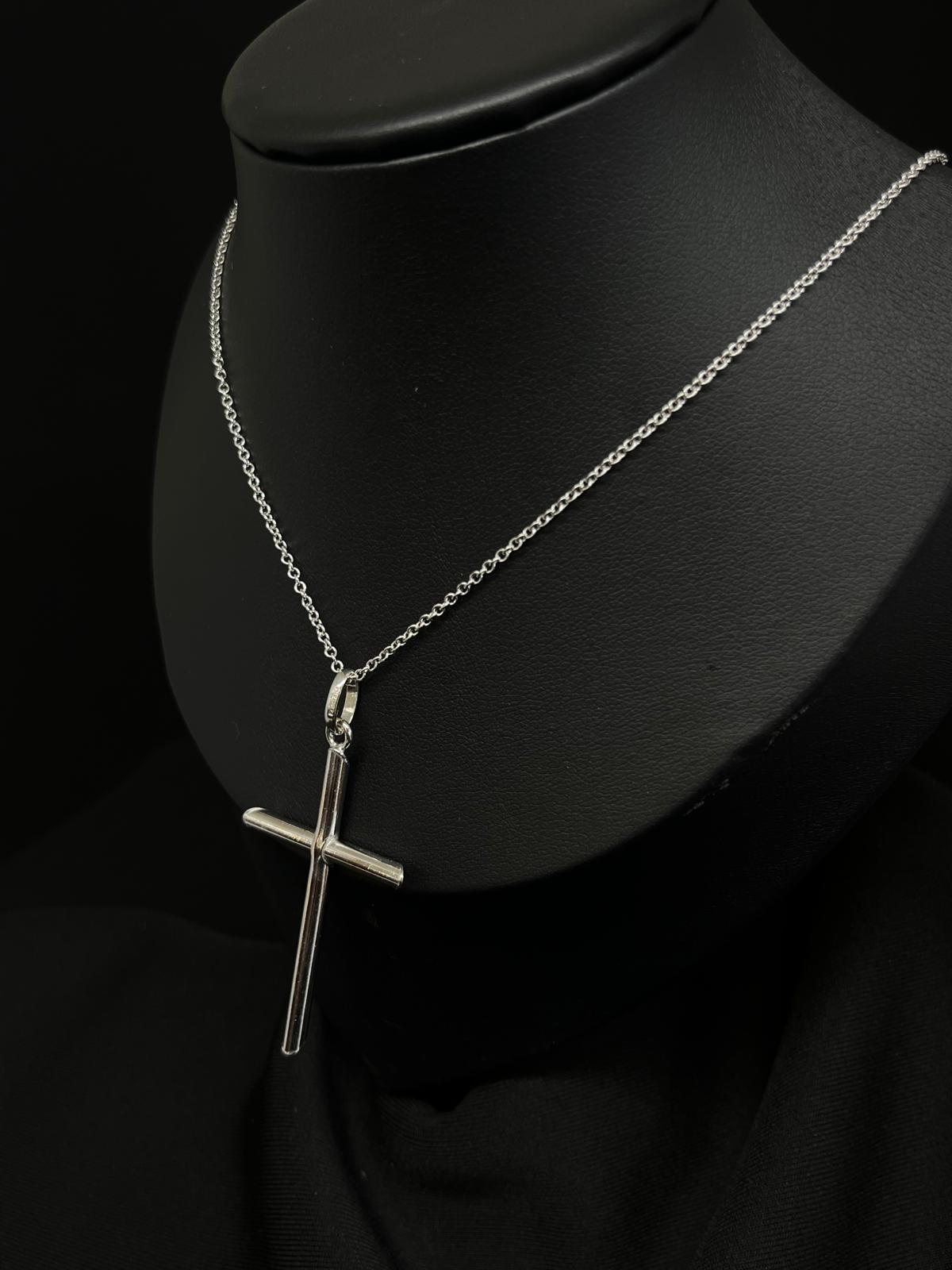 14k White Gold Cross Hollow