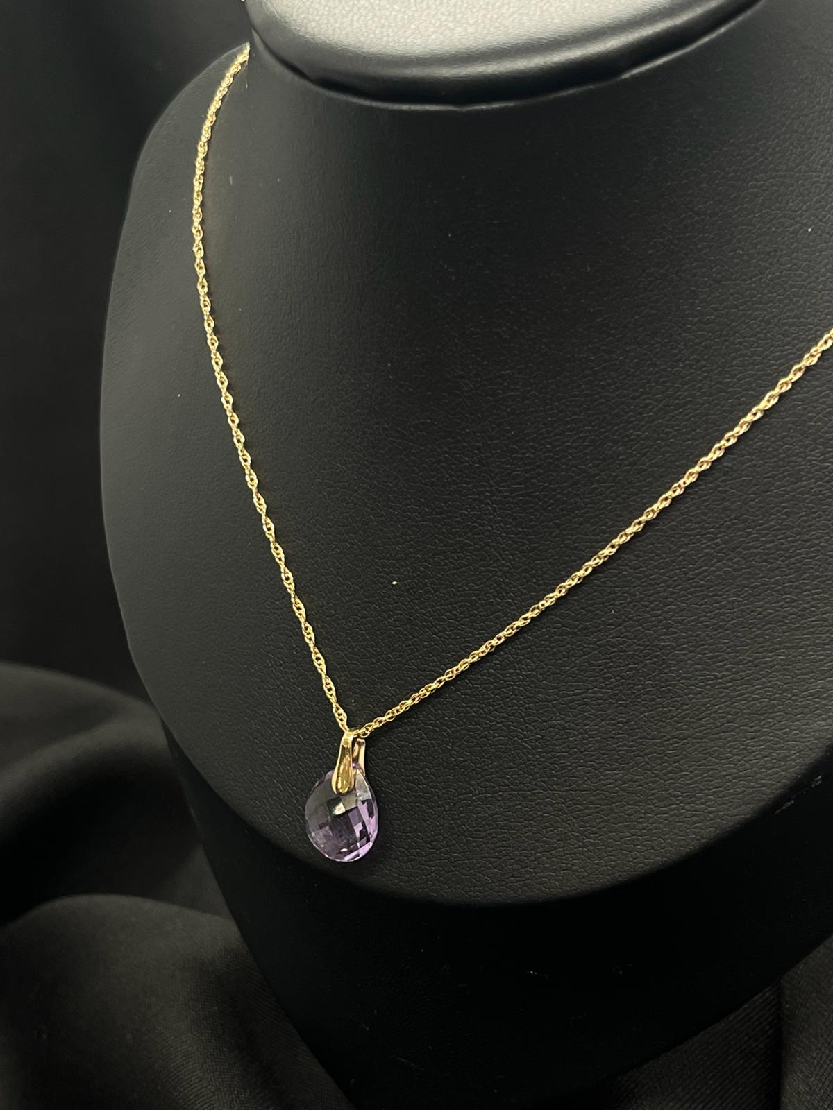 14K Yellow Gold With Amethyst