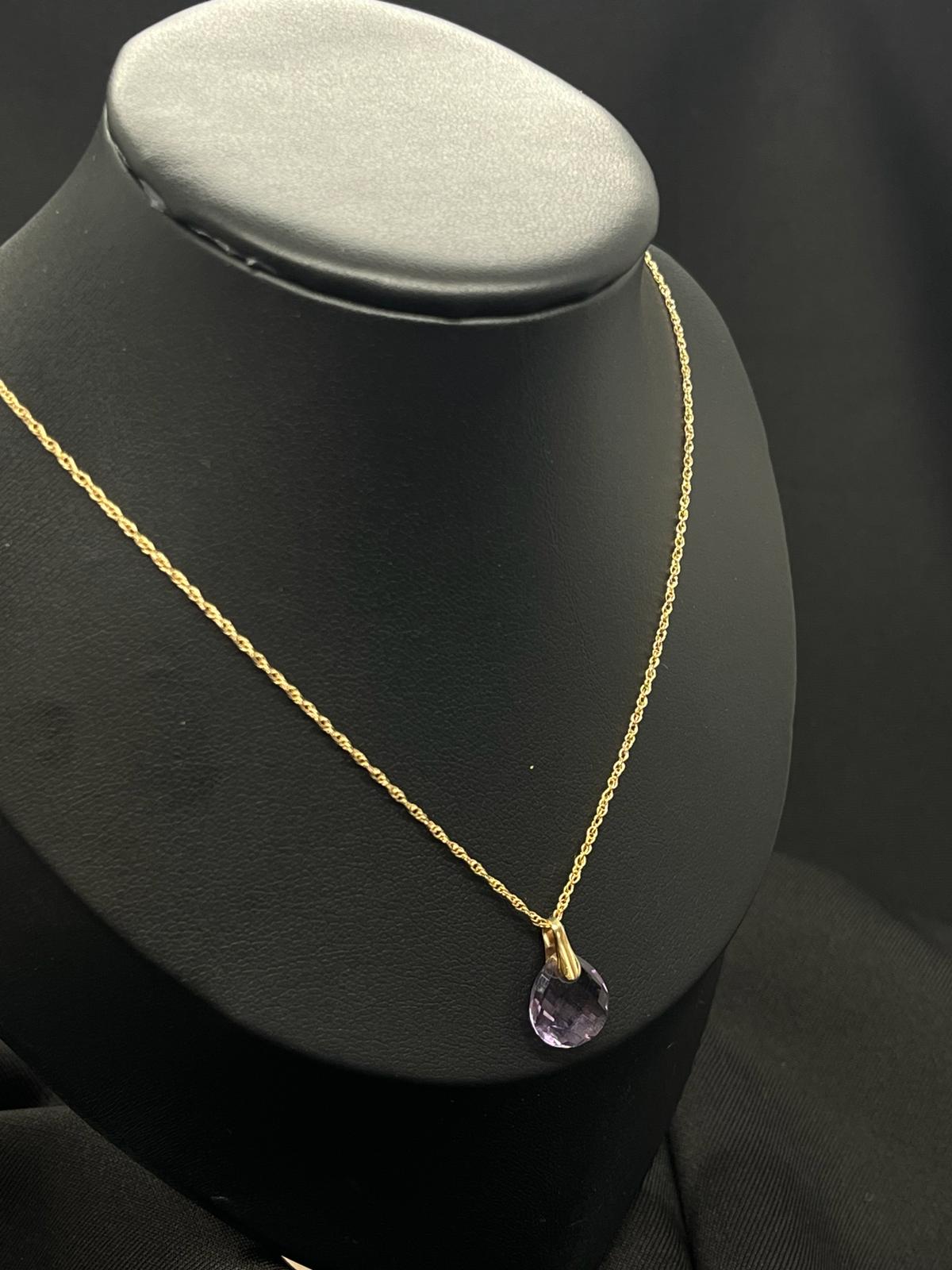 14K Yellow Gold With Amethyst