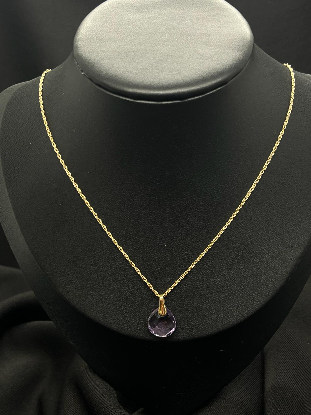 14K Yellow Gold With Amethyst