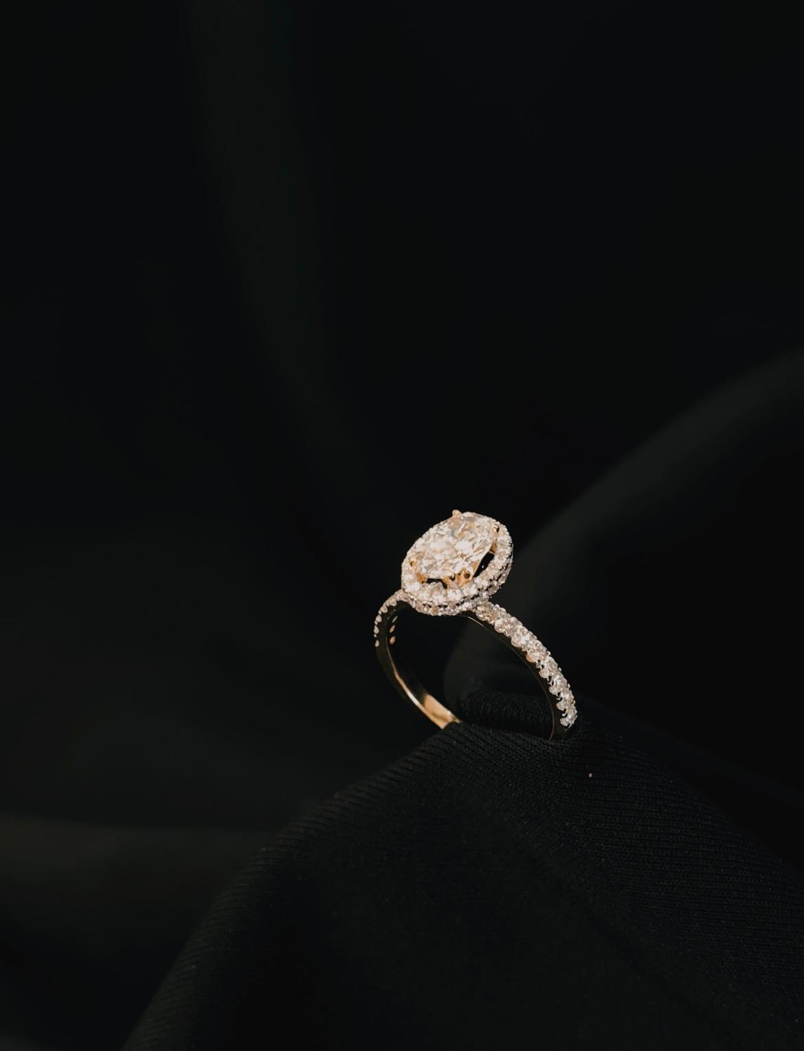 14k Yellow Gold Lab grown diamond Oval Engagement Ring
