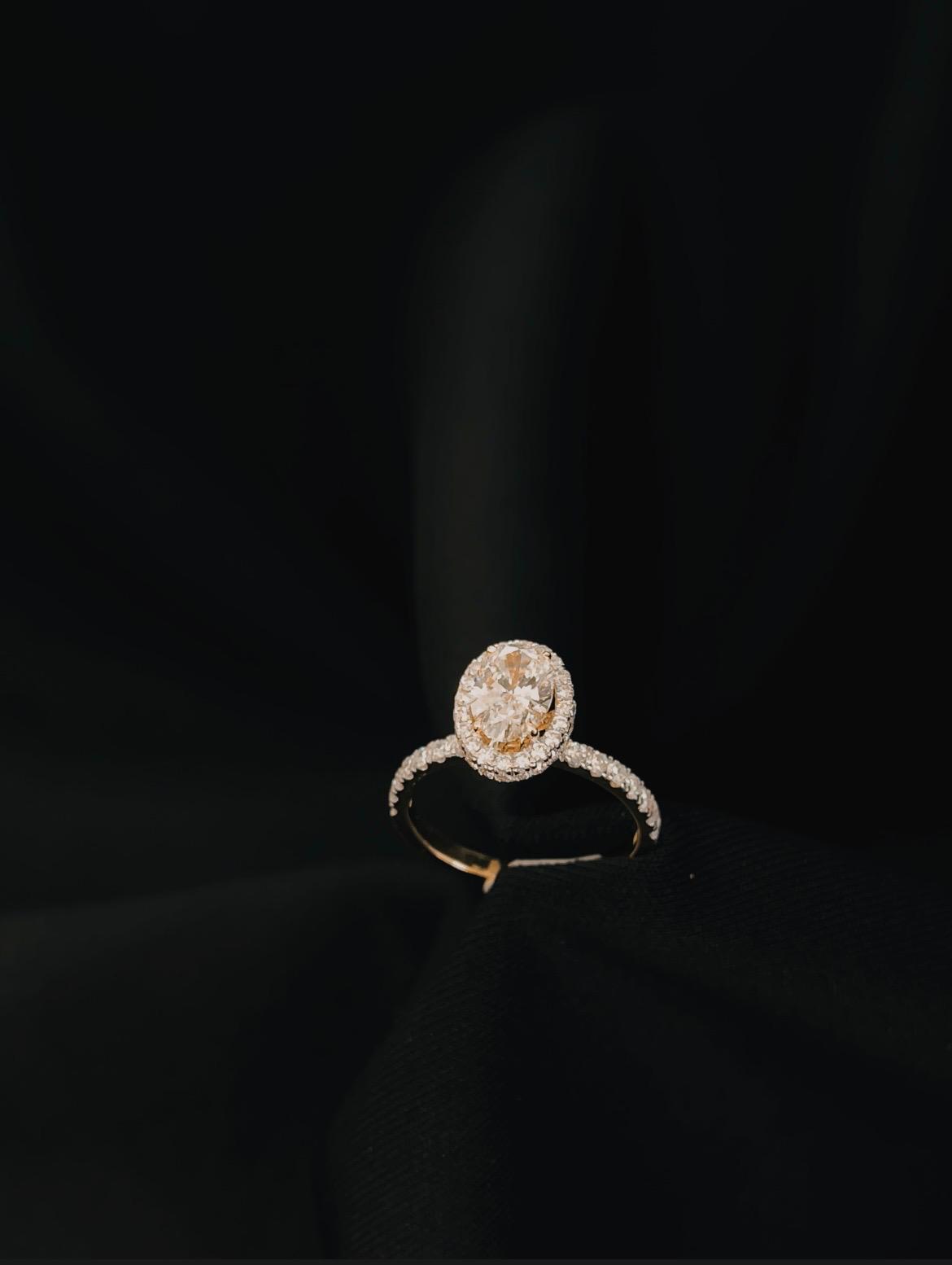 14k Yellow Gold Lab grown diamond Oval Engagement Ring