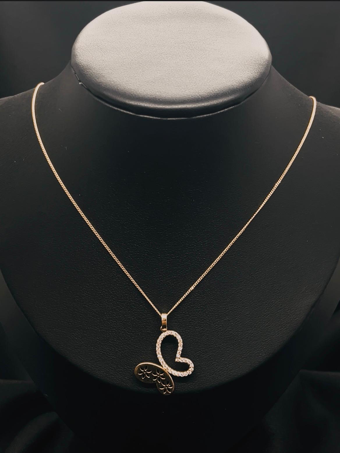 10K Butterfly Pendent With Cz