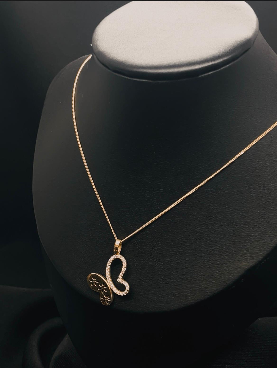 10K Butterfly Pendent With Cz
