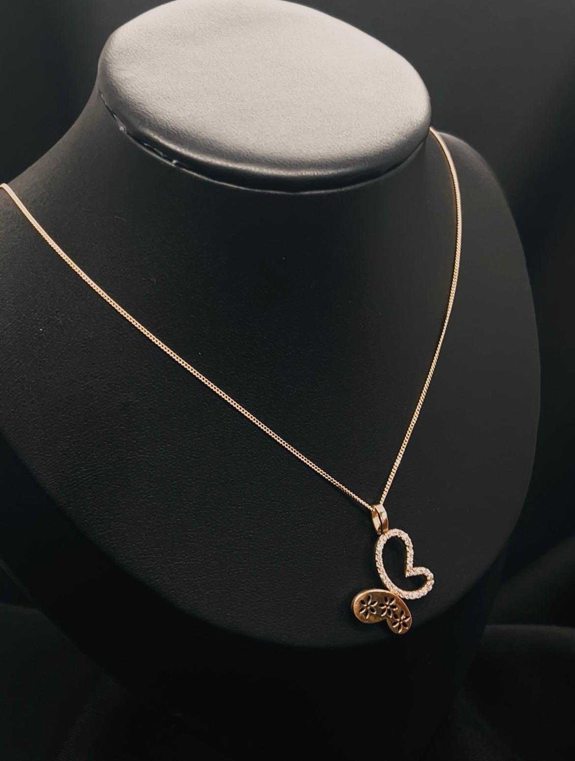 10K Butterfly Pendent With Cz