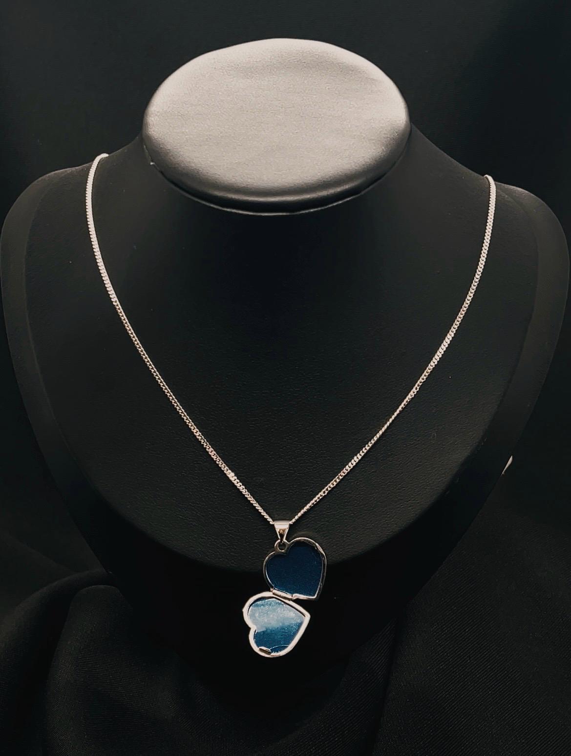 14K White Gold Heart Locket Pendent