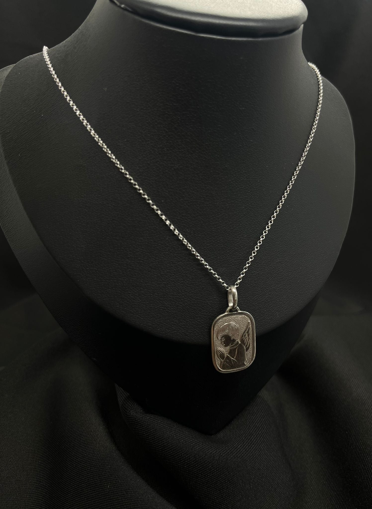 10kt. White Gold Angel Medallion Pendant