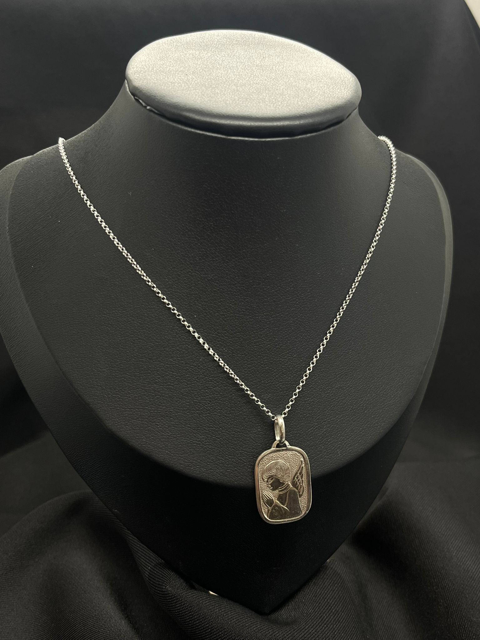 10kt. White Gold Angel Medallion Pendant