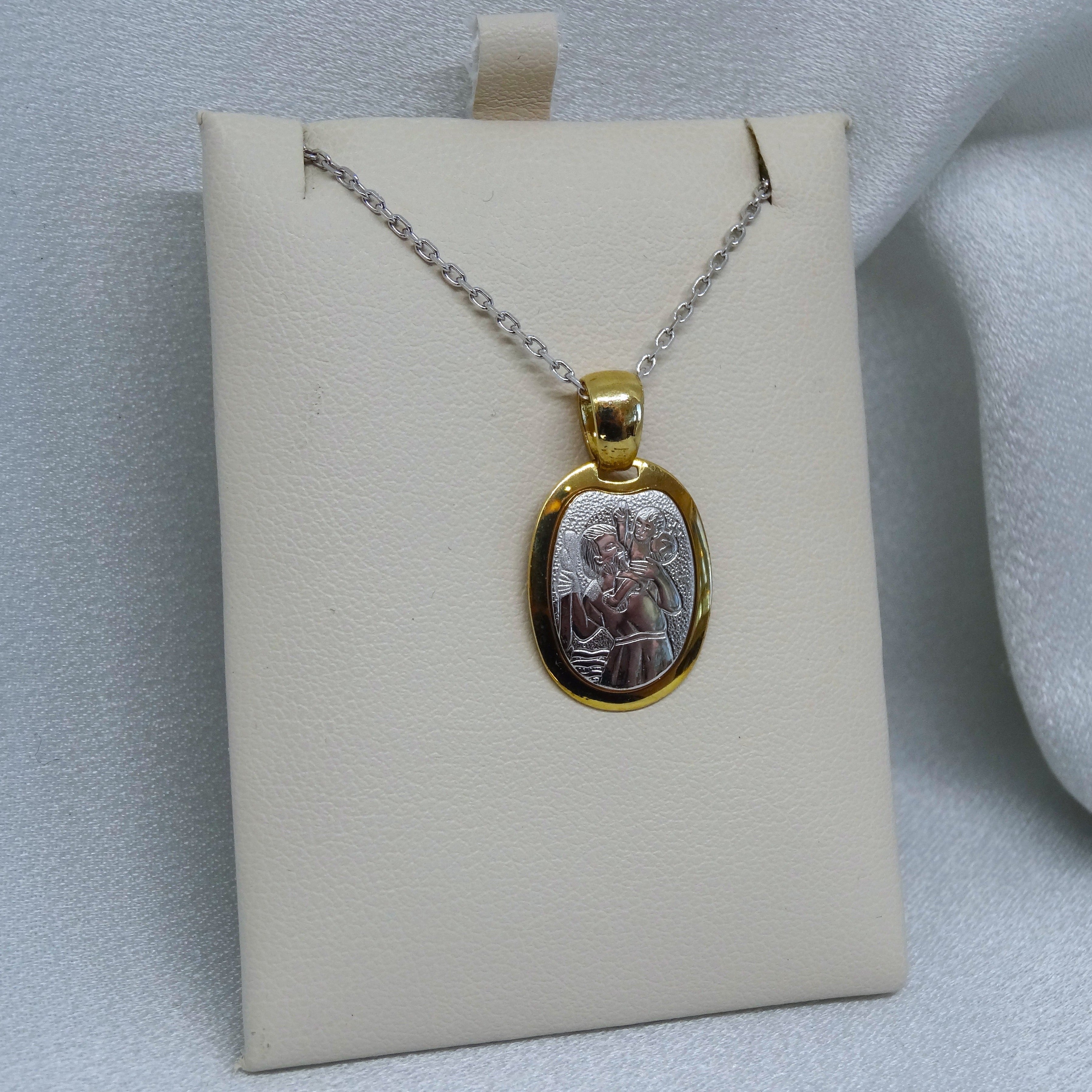 18kt. Yellow and White Gold St. Christopher Medallion Pendant