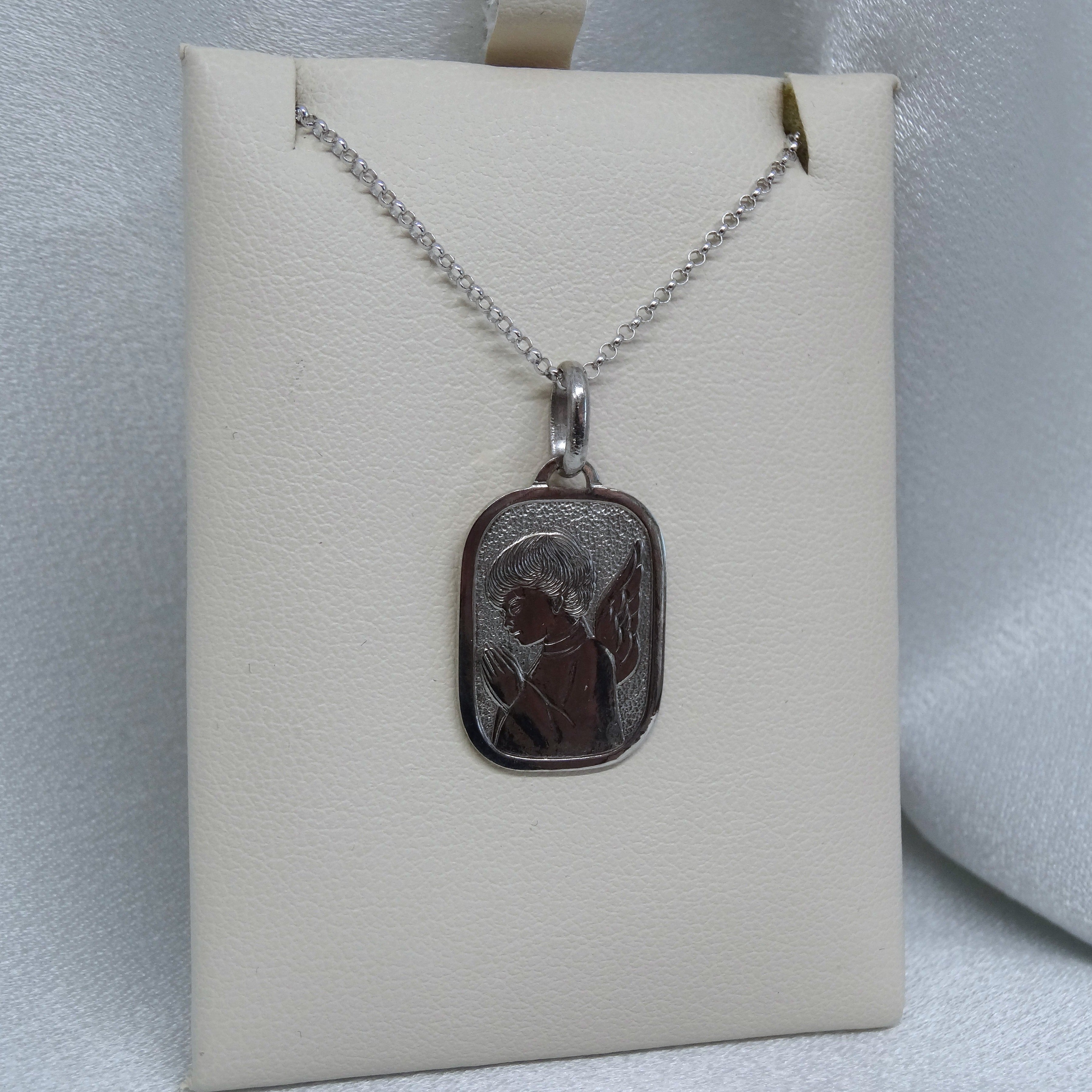 10kt. White Gold Angel Medallion Pendant
