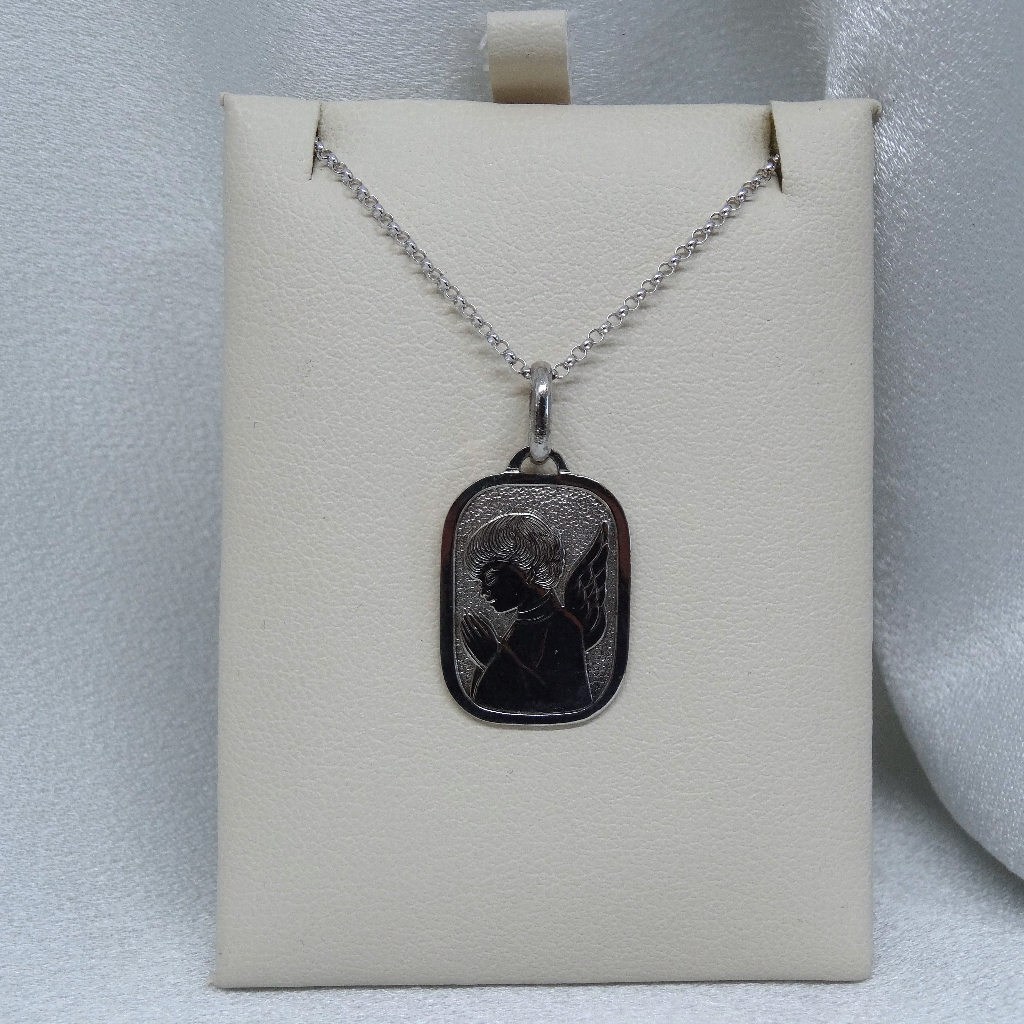10kt. White Gold Angel Medallion Pendant